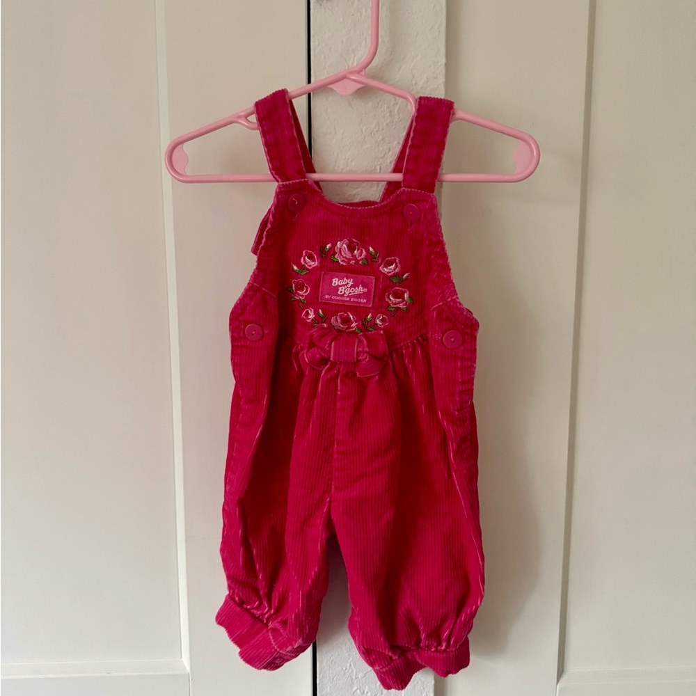 Vintage OshKosh B'gosh Bright Pink cord Overalls